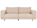Miniatyrbild 4 av 11: Soffa Beige Klädd 3-sits Modern Minimalistisk Manchester Stil Vardagsrum Breda Armstöd Kuddat Ryggstöd