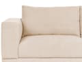 Miniatyrbild 7 av 11: Soffa Beige Klädd 3-sits Modern Minimalistisk Manchester Stil Vardagsrum Breda Armstöd Kuddat Ryggstöd