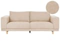 Miniatyrbild 1 av 11: Soffa Beige Klädd 3-sits Modern Minimalistisk Manchester Stil Vardagsrum Breda Armstöd Kuddat Ryggstöd