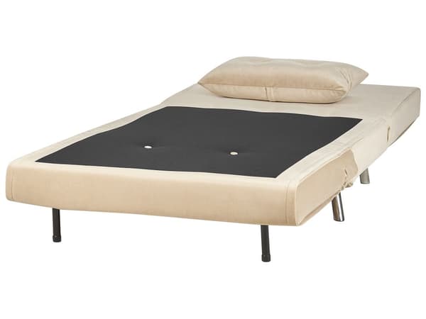Bäddsoffa Beige Tyg Bäddsoffa Utfällbar Stol Säng