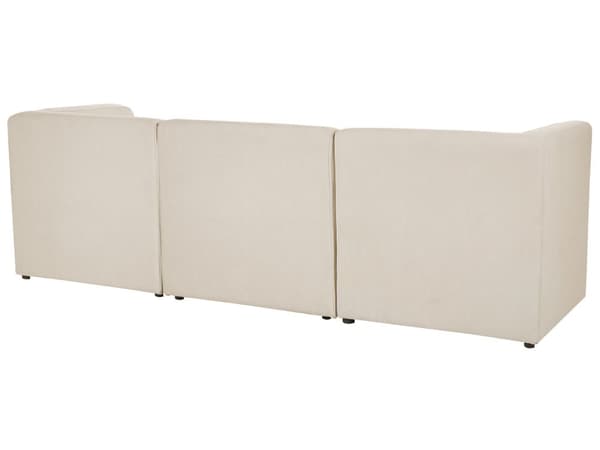 Sohva vaalea beige kolmelle vakosamettiverhoilu modulaarinen koristetyyny minimalistinen