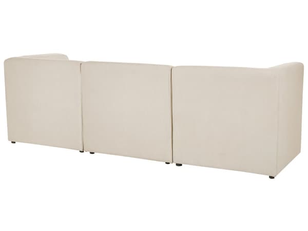 Sohva vaalea beige kolmelle vakosamettiverhoilu modulaarinen koristetyyny minimalistinen