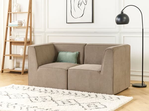 Sohva ruskeanharmaa kahdelle vakosamettiverhoilu modulaarinen minimalistinen