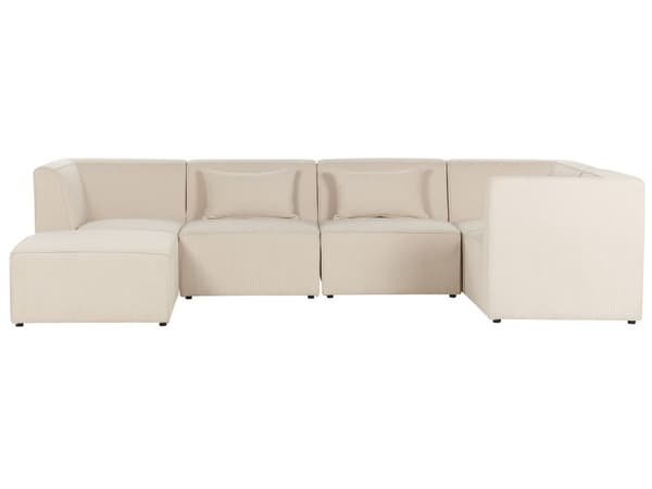 Kulmasohva vaalea beige viidelle vakosamettiverhoilu modulaarinen vasen rahi koristetyynyt minimalistinen