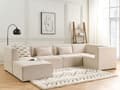 Pikkukuva 2 / 11: Kulmasohva vaalea beige viidelle vakosamettiverhoilu modulaarinen vasen rahi koristetyynyt minimalistinen
