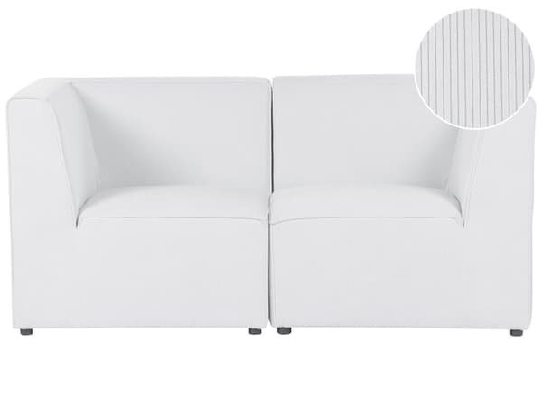 Sohva luonnonvalkoinen kahdelle vakosamettiverhoilu modulaarinen minimalistinen