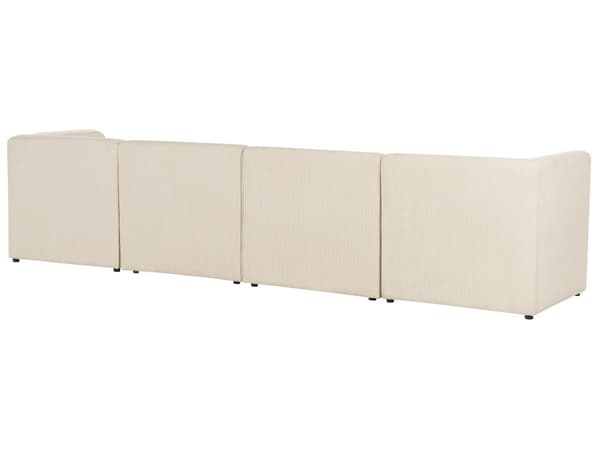 Sohva vaalea beige neljälle vakosamettiverhoilu modulaarinen koristetyynyt minimalistinen