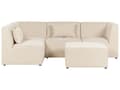 Pikkukuva 5 / 11: Kulmasohva vaalea beige neljälle vakosamettiverhoilu modulaarinen oikea rahi koristetyynyt minimalistinen