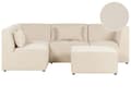 Pikkukuva 1 / 11: Kulmasohva vaalea beige neljälle vakosamettiverhoilu modulaarinen oikea rahi koristetyynyt minimalistinen