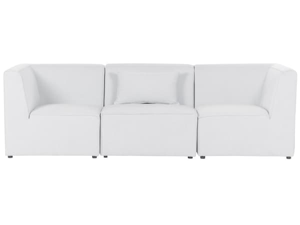 Sohva luonnonvalkoinen kolmelle vakosamettiverhoilu modulaarinen koristetyyny minimalistinen