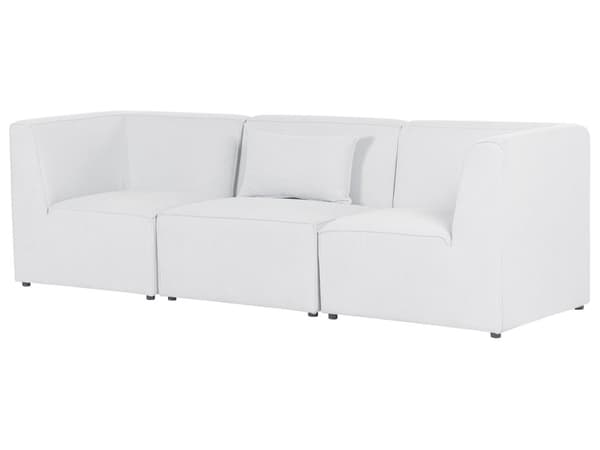 Sohva luonnonvalkoinen kolmelle vakosamettiverhoilu modulaarinen koristetyyny minimalistinen