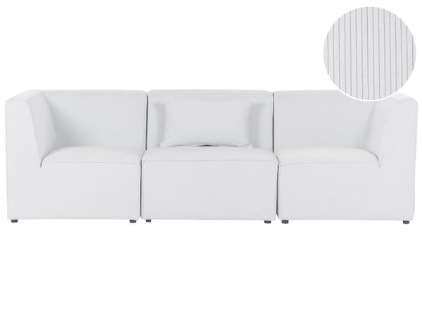 Sohva luonnonvalkoinen kolmelle vakosamettiverhoilu modulaarinen koristetyyny minimalistinen