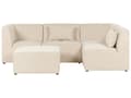 Pikkukuva 5 / 11: Kulmasohva vaalea beige neljälle vakosamettiverhoilu modulaarinen vasen rahi koristetyynyt minimalistinen