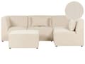 Pikkukuva 1 / 11: Kulmasohva vaalea beige neljälle vakosamettiverhoilu modulaarinen vasen rahi koristetyynyt minimalistinen