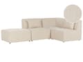 Pikkukuva 1 / 11: Kulmasohva vaalea beige kolmelle vakosamettiverhoilu modulaarinen vasen rahi koristetyynyt minimalistinen