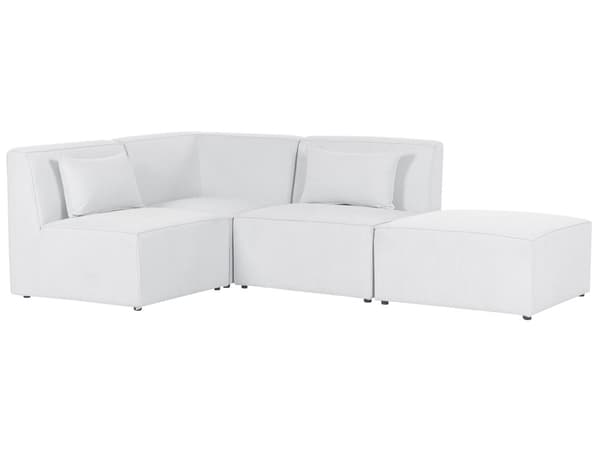 Kulmasohva luonnonvalkoinen kolmelle vakosamettiverhoilu modulaarinen oikea rahi koristetyynyt minimalistinen