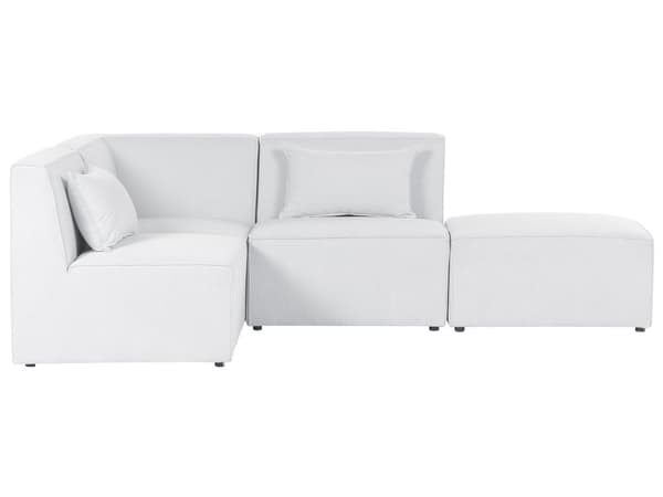 Kulmasohva luonnonvalkoinen kolmelle vakosamettiverhoilu modulaarinen oikea rahi koristetyynyt minimalistinen