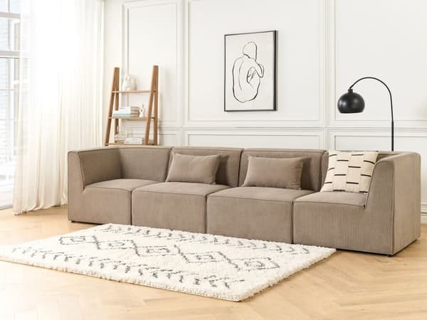 Modular 4-sitssoffa Taupe Manchester Sektionssoffa 4 Delar Soffa Modern Minimalistisk Stil