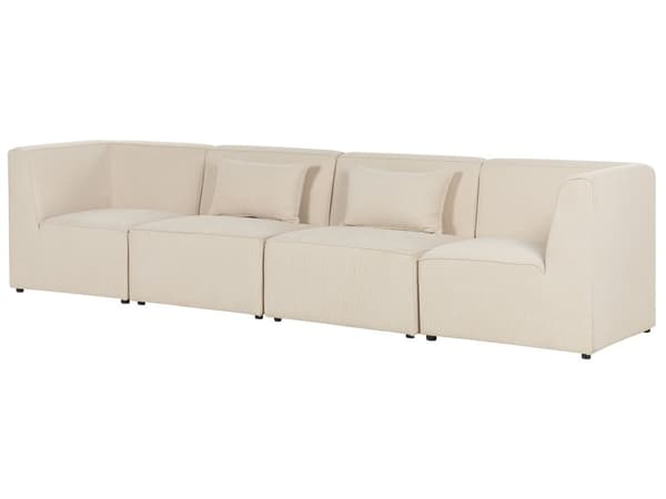 Modulsofa Beige Fløjl 4 Personers Designer Blød Klassisk Flyder Sofa med Høj Ryg Moderne Stue Indretning Høj Kvalitet Stofsofa