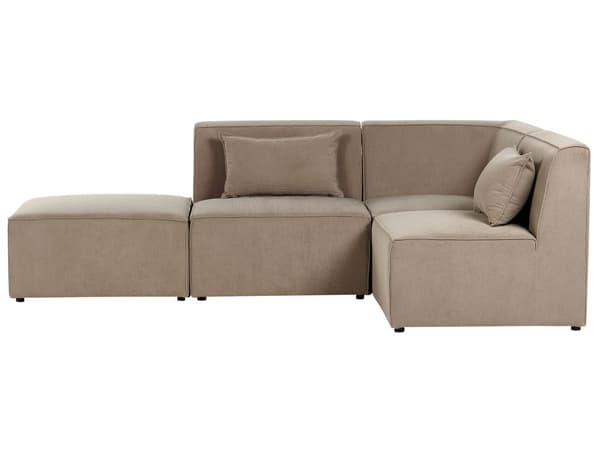 Modulsofa Taupe Fløjl 3 Personers Designer Klassisk Flyder L formet Sofa med Høj Ryg Stue Hjørnesofa med Fodskammel Høj Kvalitet Stofsofa
