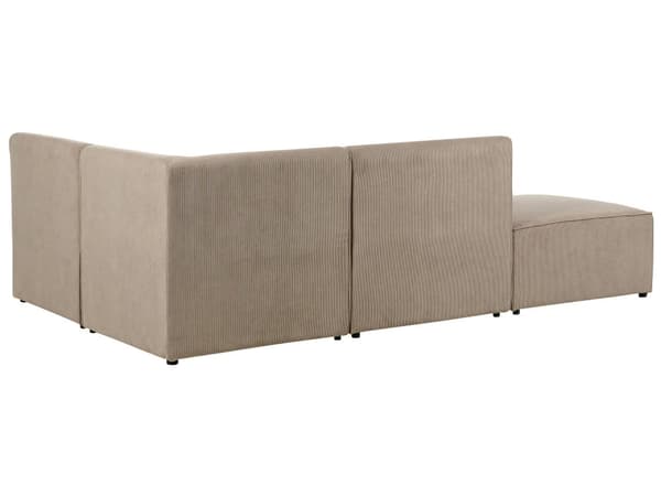 Modulsofa Taupe Fløjl 3 Personers Designer Klassisk Flyder L formet Sofa med Høj Ryg Stue Hjørnesofa med Fodskammel Høj Kvalitet Stofsofa