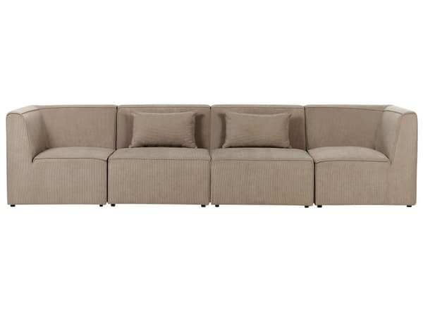 Modulsofa Taupe Fløjl 4 Personers Designer Blød Klassisk Flyder Sofa med Høj Ryg Moderne Stue Indretning Høj Kvalitet Stofsofa