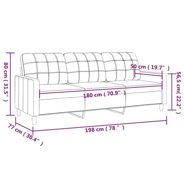 vidaXL 3-sitssoffa brun 180 cm tyg