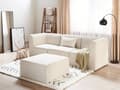 Miniatyrbillede 2 af 11: Sofa Beige Fløjl 3 personers Modulsofa med Fodskammel med Hynder Moderne Stil