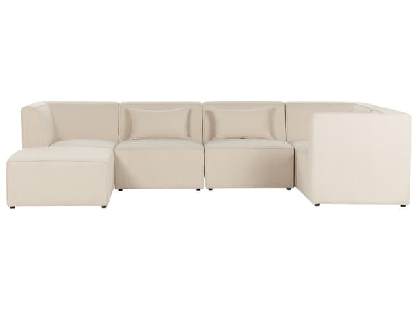 Modular Vänster Hörn 5 Sits Soffa Beige Manchester med Ottoman Sektionssoffa Modern Design