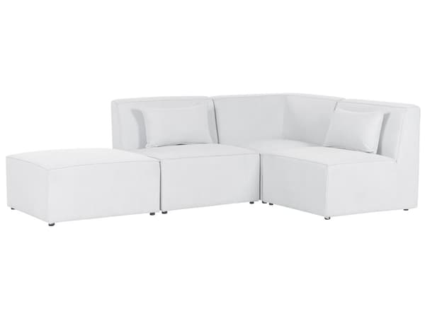 Modulär Vänsterhörnsoffa Off-White Manchester med Ottoman 3-sitsig Sektionssoffa Modern Design