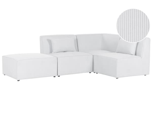 Modulär Vänsterhörnsoffa Off-White Manchester med Ottoman 3-sitsig Sektionssoffa Modern Design