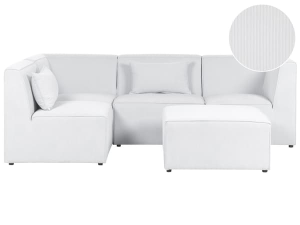 Modulär 4-sitssoffa med Höger Hörn Off-White Manchester med Ottoman 4-sitssektionssoffa Modern Design