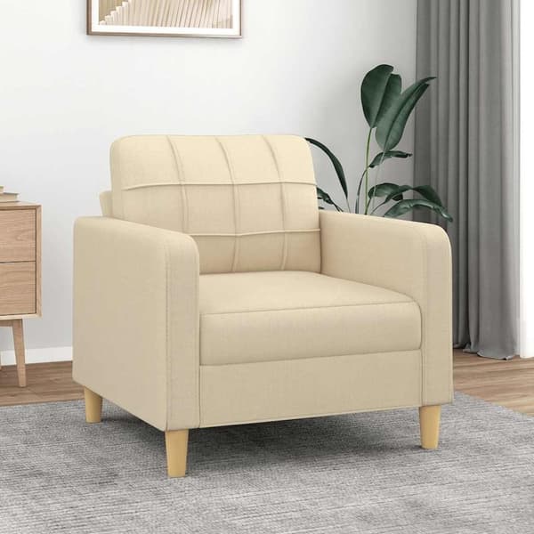 vidaXL Fåtölj gräddvit 60 cm tyg