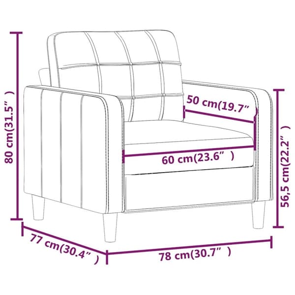vidaXL lænestol 60 cm stof sort