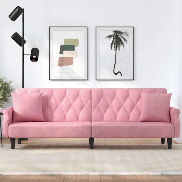 vidaXL sovesofa med armlæn velour lyserød