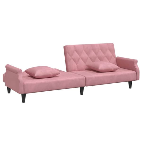 vidaXL Bäddsoffa med armstöd rosa sammet