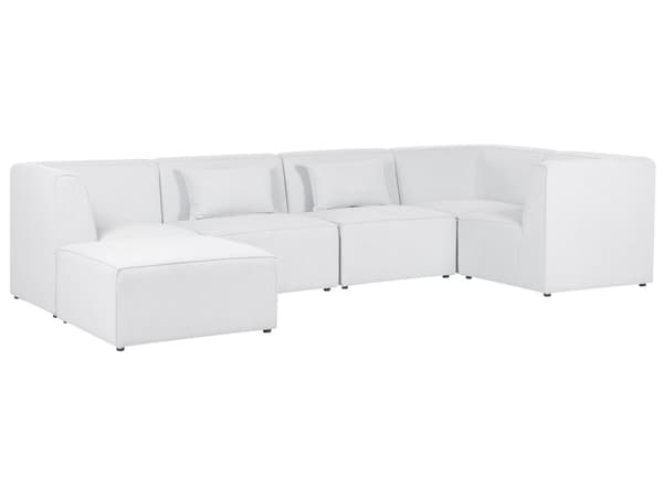 Modular Vänster Hörn 5 Sits Soffa Off-White Manchester med Ottoman Sektionssoffa Modern Design