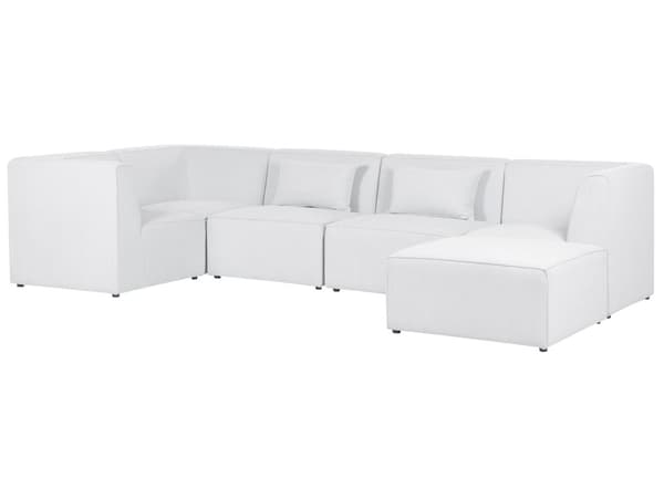 Modulär 5-sitssoffa med Höger Hörn Off-White Manchester med Ottoman Sektionssoffa Modern Design
