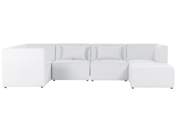 Modulär 5-sitssoffa med Höger Hörn Off-White Manchester med Ottoman Sektionssoffa Modern Design