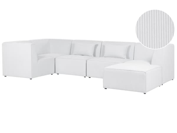 Modulär 5-sitssoffa med Höger Hörn Off-White Manchester med Ottoman Sektionssoffa Modern Design