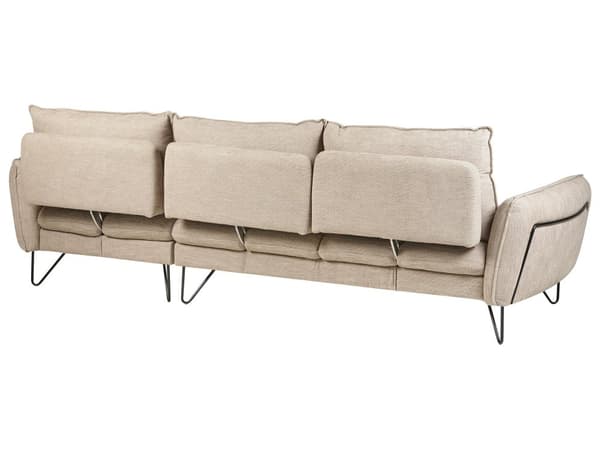 Justerbar hörnsoffa Beige Chenille klädsel tyg Metallben Kudde Ryggstöd Prydnadskuddar Modern design