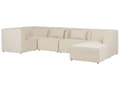 Miniatyrbillede 4 af 11: Modulsofa Beige Fløjl 5 Personers Designer Blød Klassisk Flyder L formet Sofa med Høj Ryg Stue Hjørnesofa med Fodskammel Høj Kvalitet Stofsofa