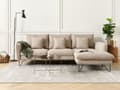 Miniatyrbillede 6 af 11: Justerbar hjørnesofa Beige chenillebetræk Stof Metalben Puderyg pynte puder Moderne design
