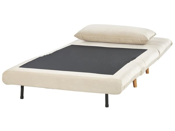 Sovesofa Kremhvit Fløyel 1-seter Ben i tre Sammenleggbar Uten armlener Pute Skandinavisk stil Moderne design