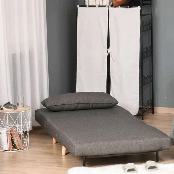 Rootz Single Sofa Bed - Sofa Bed - Folding Sofa - Adjustable Backrest Lounger - Gray - 95 x 95 x 80 cm