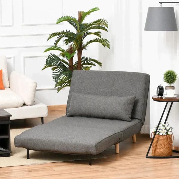 Rootz Single Sofa Bed - Sofa Bed - Folding Sofa - Adjustable Backrest Lounger - Gray - 95 x 95 x 80 cm
