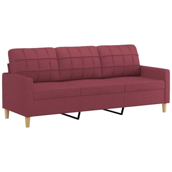 vidaXL 3-sitssoffa vinröd 180 cm tyg