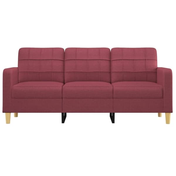 vidaXL 3-sitssoffa vinröd 180 cm tyg