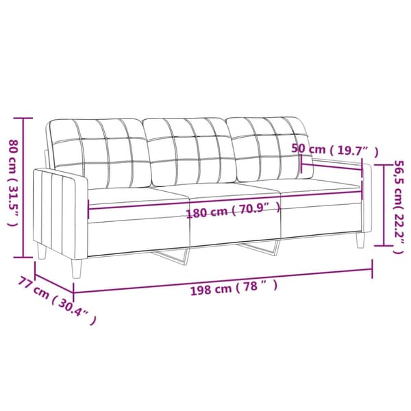 vidaXL 3-sitssoffa vinröd 180 cm tyg