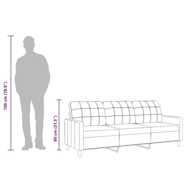 vidaXL 3-sitssoffa vinröd 180 cm tyg
